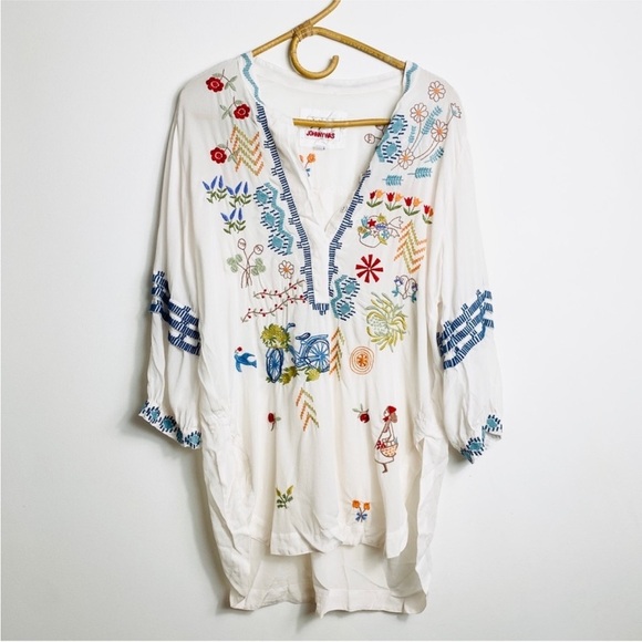 Johnny Was 100% silk embroidered blouse NEW - Picture 5 of 15